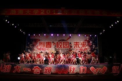 迎新晚會笑語歡歌美麗煙花綻放夜空